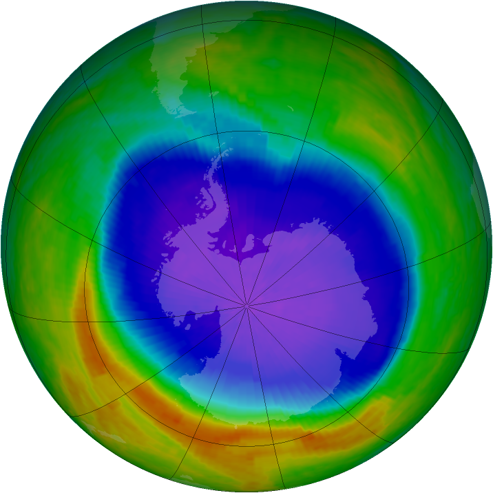 Antarctic ozone map for 10 October 2001
